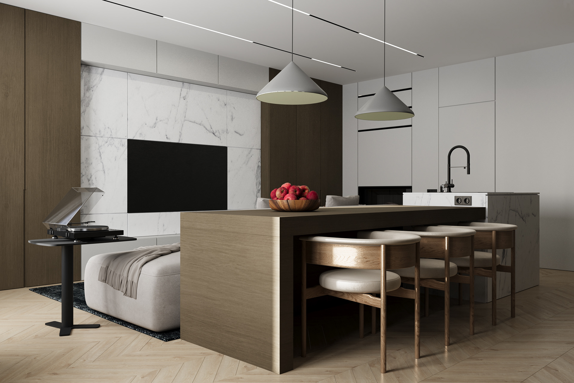 客厅餐厅（在一些房屋布局中，将客厅和餐厅打通成一个空间时的称呼） 丨Artavazd Samsonyan-9