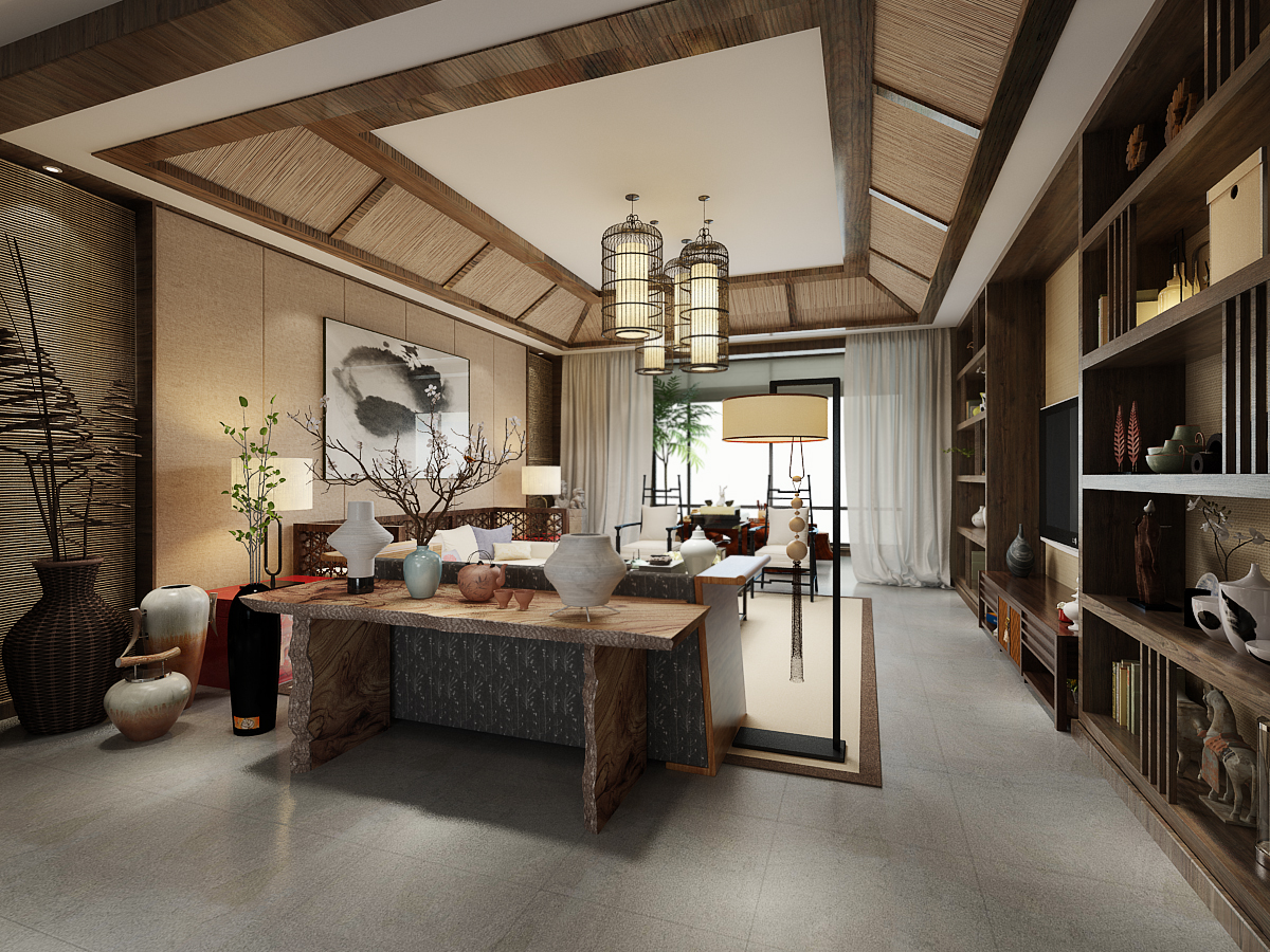 新中式 中式古典 奢华家装别墅样板房-3-21