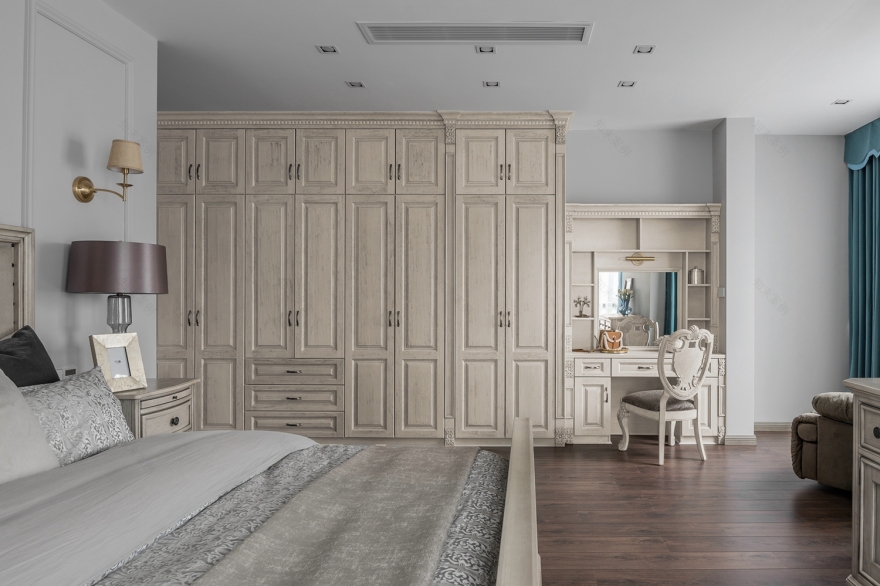 宏福樘设计丨平层丨200㎡美式复古混搭,延续经典爱情故事里的生活日常-50