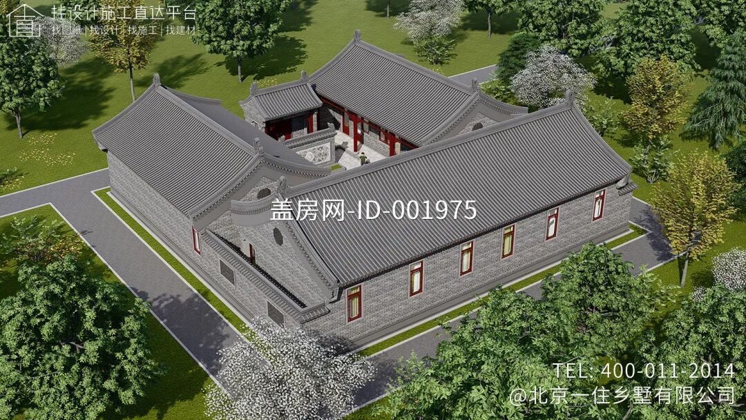 【设计师案例】土建参考造价60万，面宽22m×进深22m湖北枣阳一层中式三合院-36
