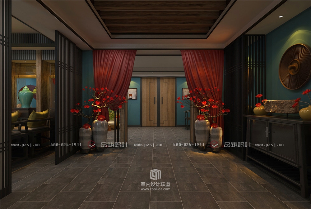 品味时尚空间，尊享超然舒适的新中式风抚顺主题餐厅设计效果图-22