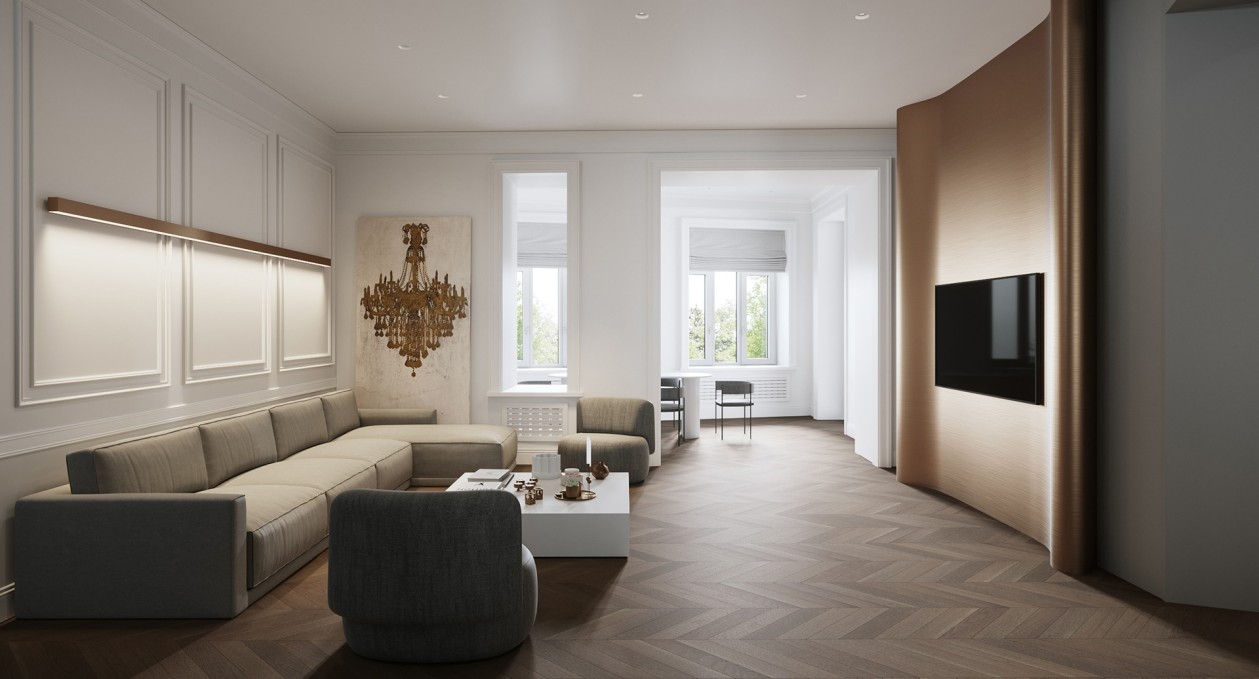 金色+象牙白，明亮舒适的现代感公寓-3