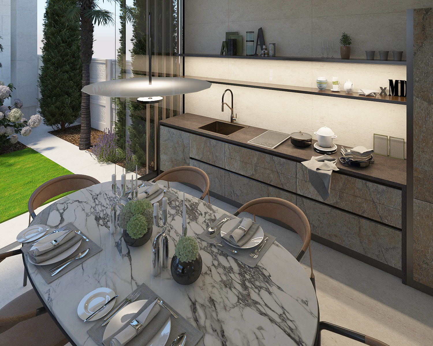 Summer kitchen in a private house, 40 sq.m.-3