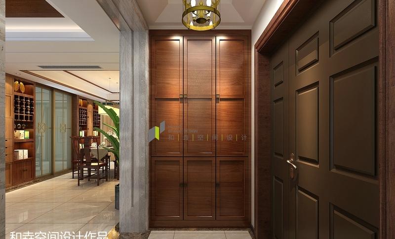 
聊城南苑新城别墅新中式风格装修设计案例 -0