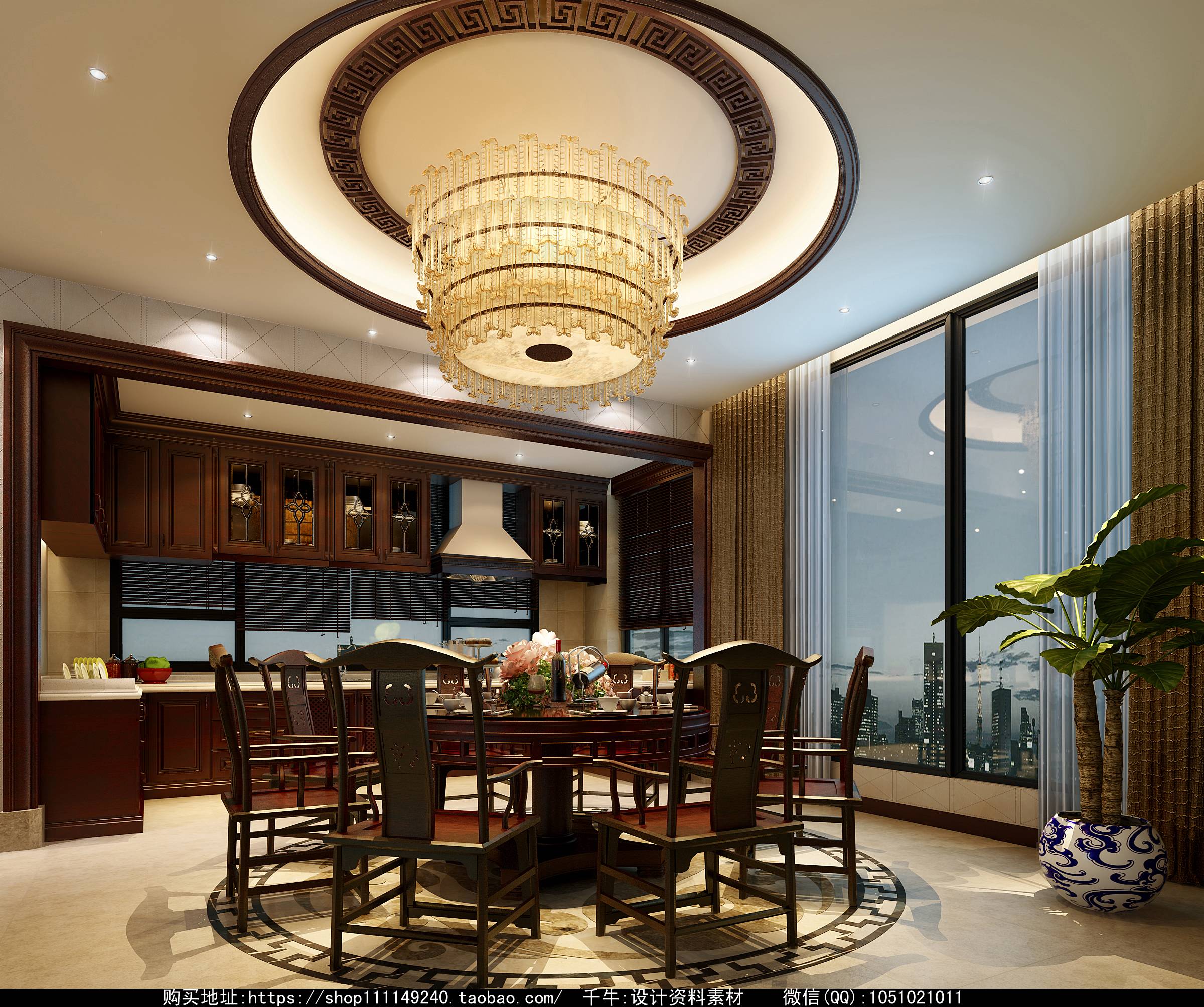 新中式 中式古典 奢华家装别墅样板房-5-5