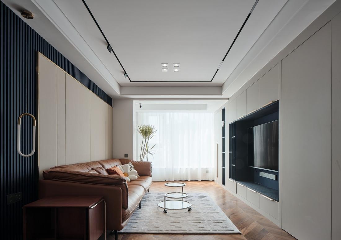 黛蓝与橙时尚个性舒适空间设计-0