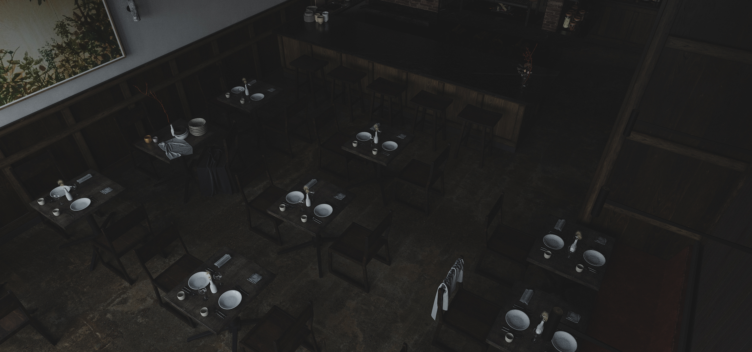 暗系小餐厅 | 3DMAX CR 5.0 Zbursh RizomUV PSCC 打造精致空间-4