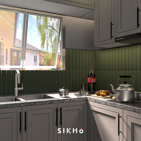 Kitchen scene with mid-modern style-1