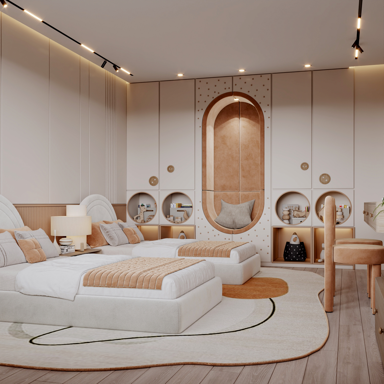 Soft Luxury Kids Bedroom | Modern Minimal Interior-8