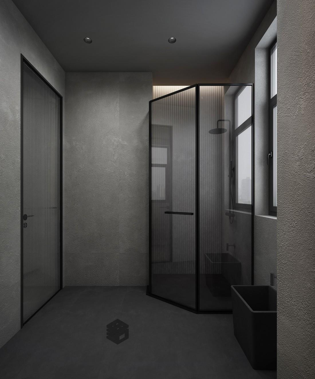 黑色空间现代极简设计 | 石皮与黑色栅格的完美融合-15