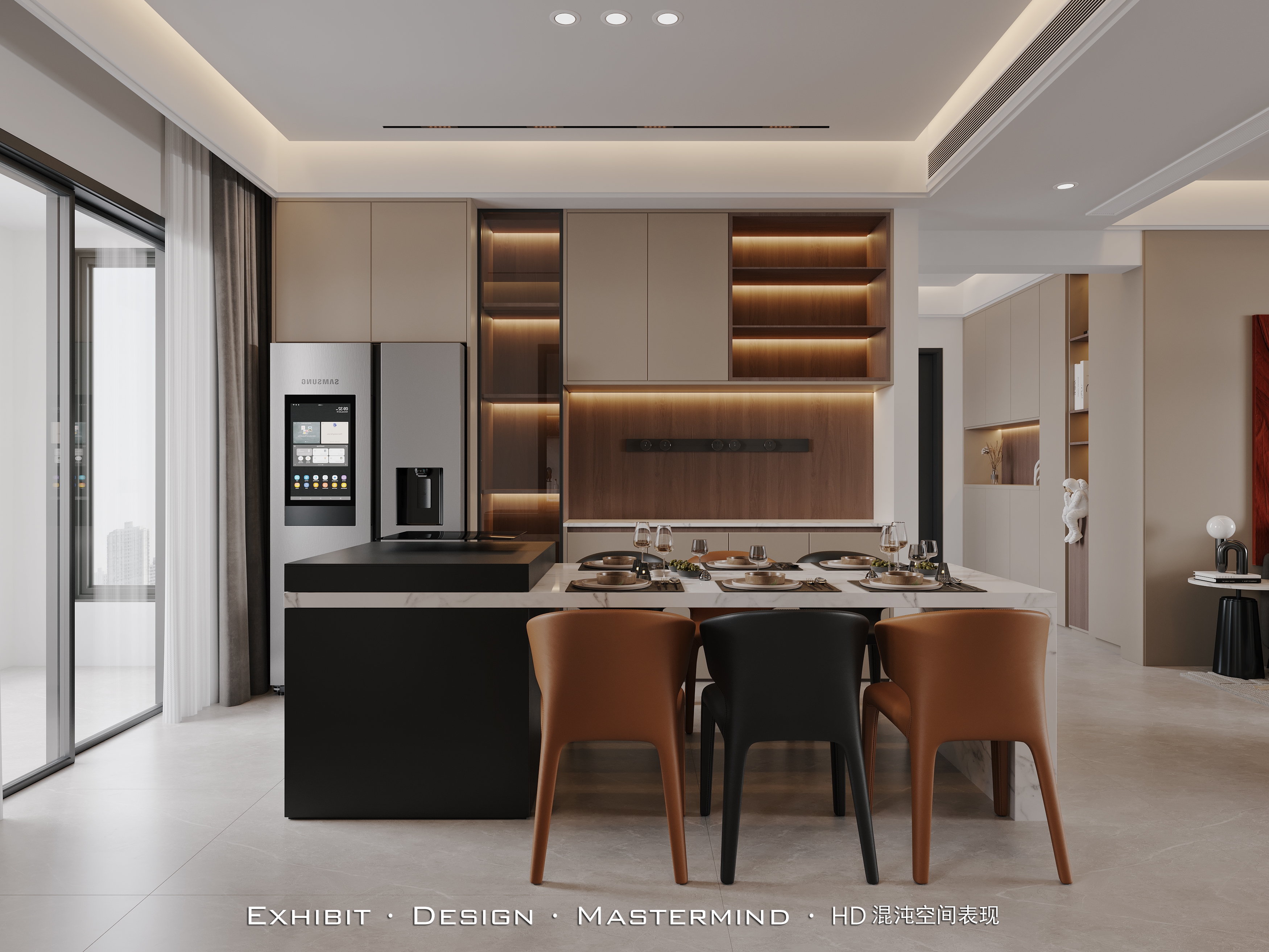新作首发 现代轻奢风客餐厅×混沌空间视觉表现-5
