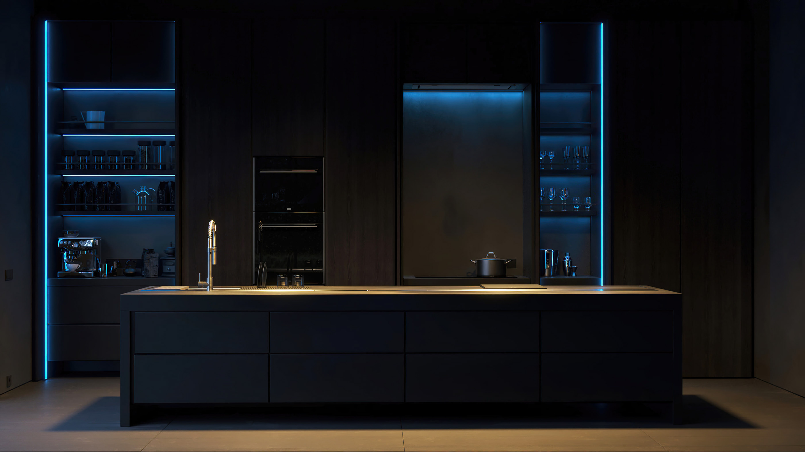 高级黑 极简别墅设计！-17