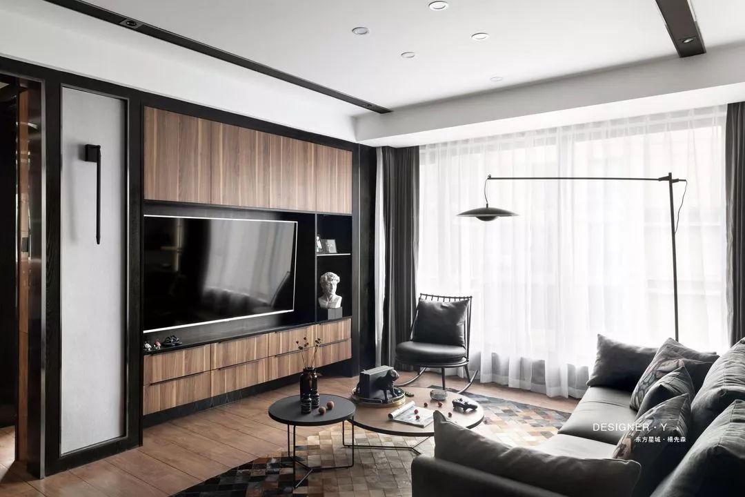 黑白灰 胡桃木低奢住宅  杨环信-7