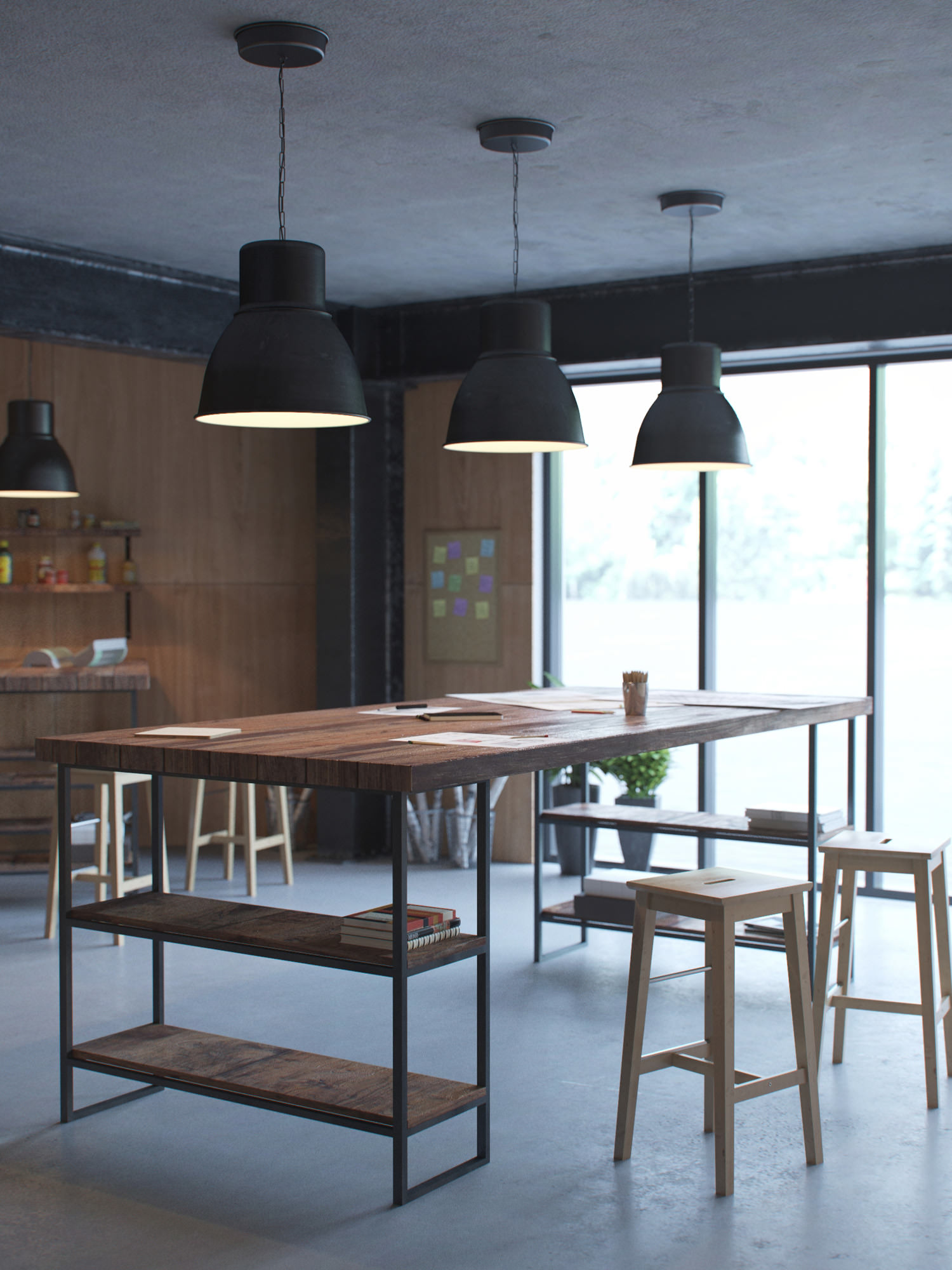 Modern Workshop interior visualization | Lunas Visualization-6