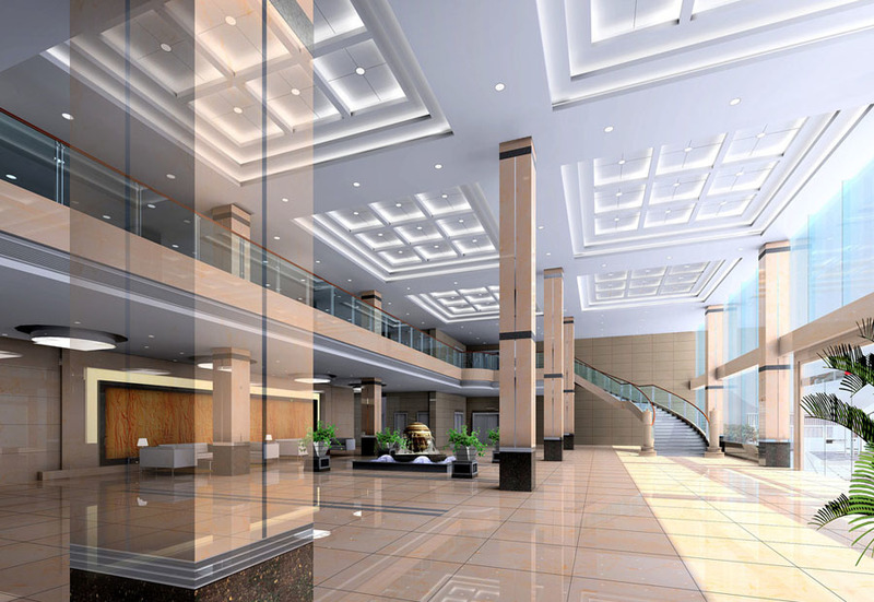 办公楼大厅 写字楼大厅设计案例效果图2-1