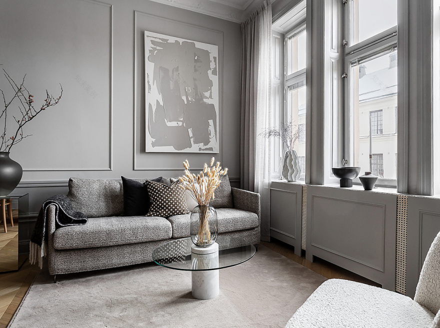 斯德哥尔摩 65 平米素雅灰调公寓设计-1