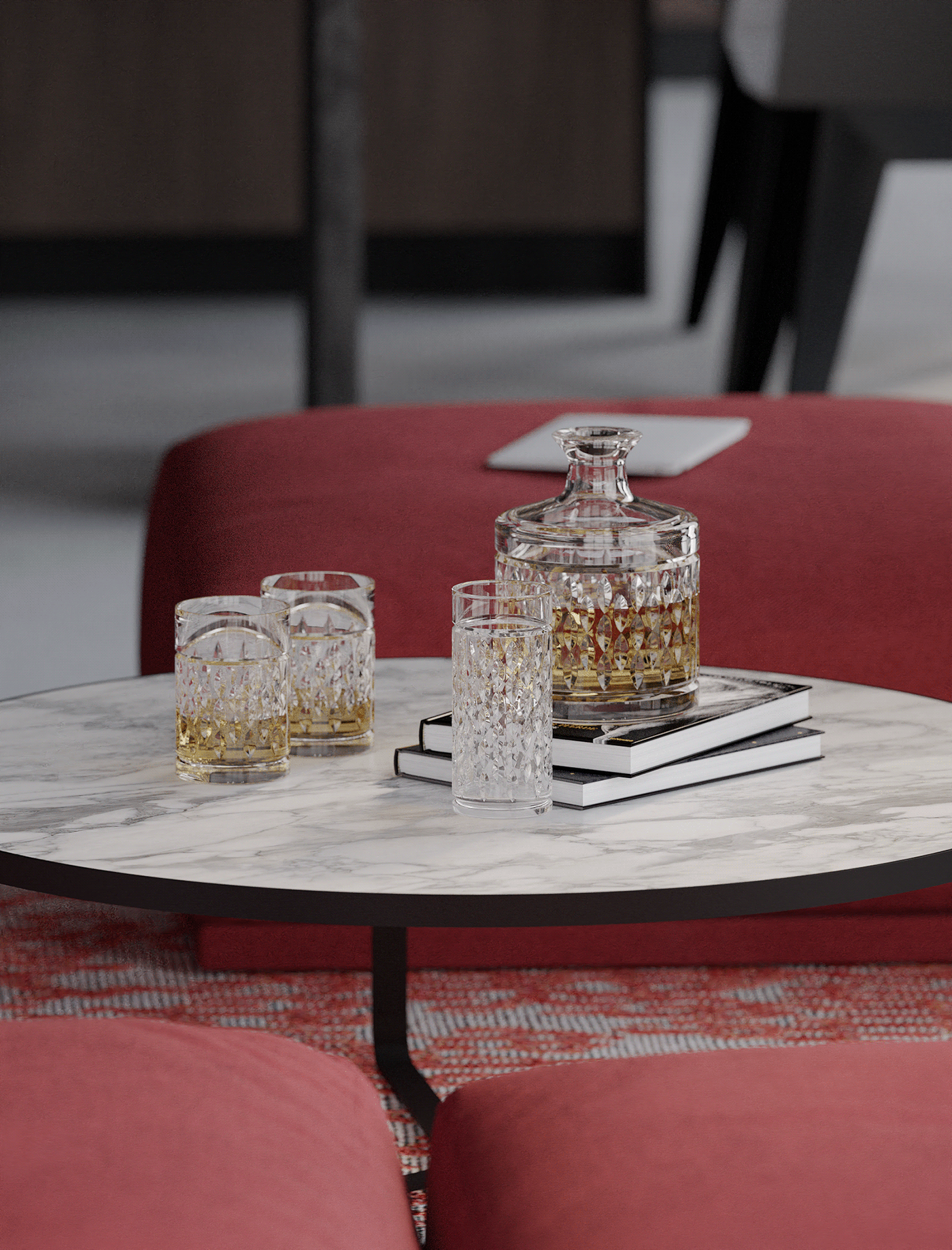 120平 黑红调子 空间设计-4