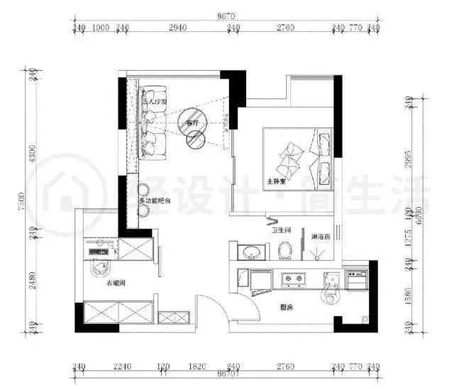 谁说小户型不能多功能！54m²也能拥有mini影院和换衣间-29