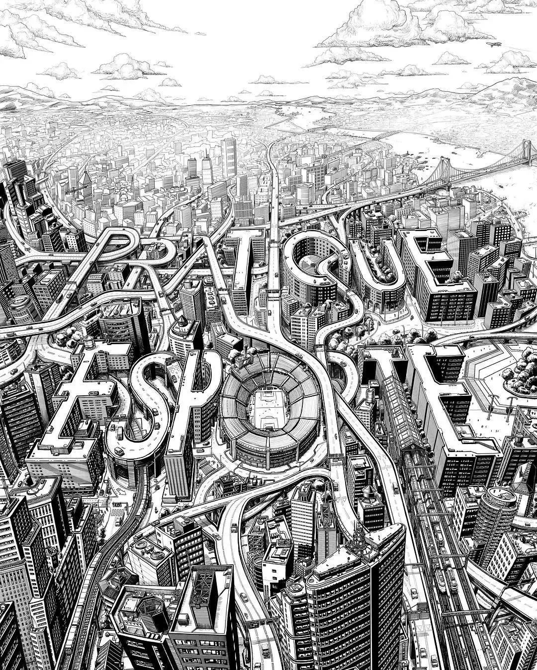 法国艺术家托马斯·达提格斯手绘中国全景建筑,细节震撼!-79