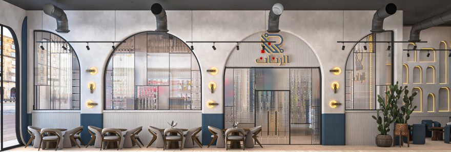 “Al Rannan”混合移动商店与咖啡馆室内设计-0