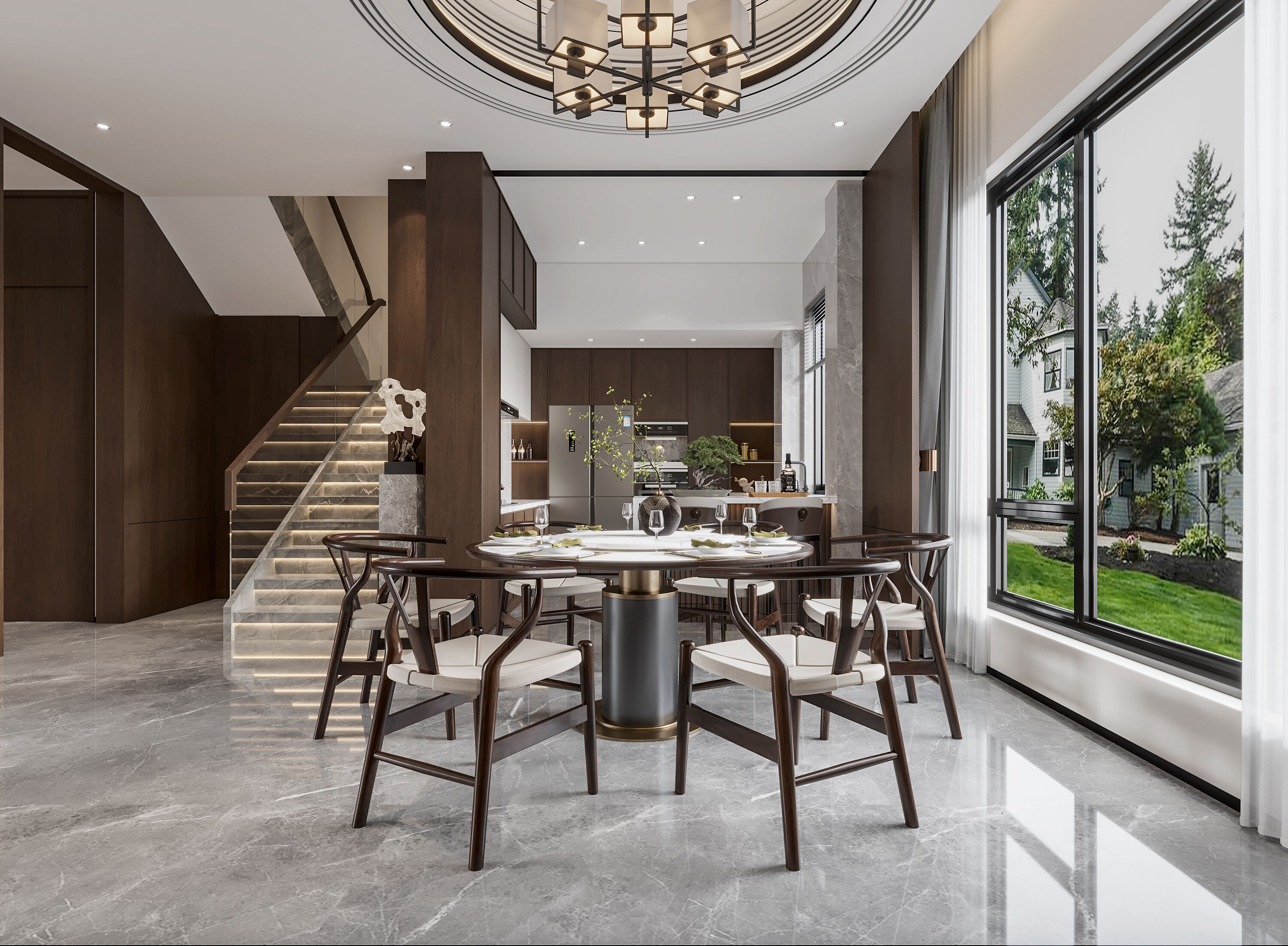 新中式别墅效果表现-2