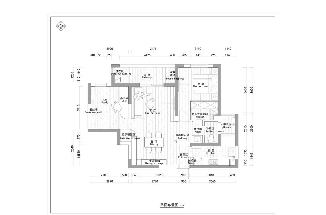 木卡工作室丨平层丨一面照壁，两条弧线-1