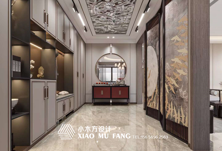 现代中式客厅,餐厅,过道设计-3