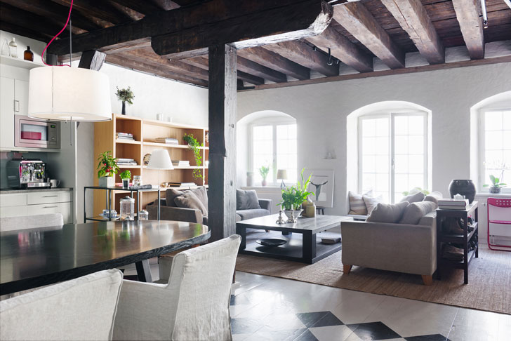 斯德哥尔摩完美阁楼 | 高空间、原木梁、自然光-9