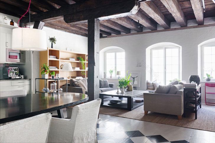 斯德哥尔摩完美阁楼 | 高空间、原木梁、自然光-9