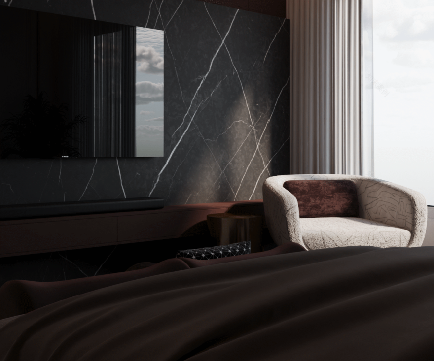 Neo Classic Bedroom | White & Burgundy Elegance-17