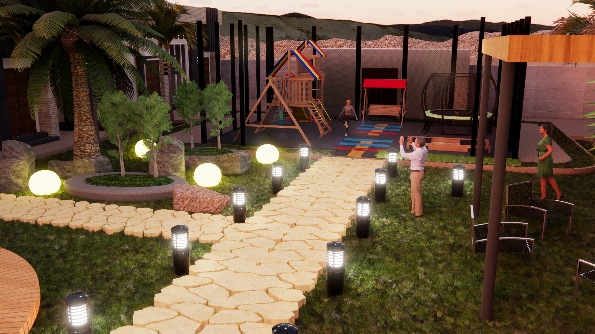 تصميم لميني كمبوند بالسعوديه مباني ولانداسكيب-6