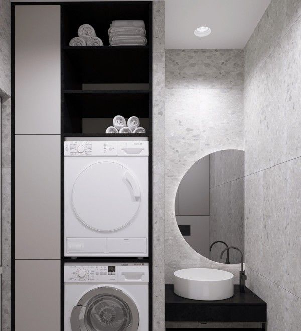 5㎡卫生间高级设计方案 | 洗衣机巧妙融入洗漱台与收纳柜-64