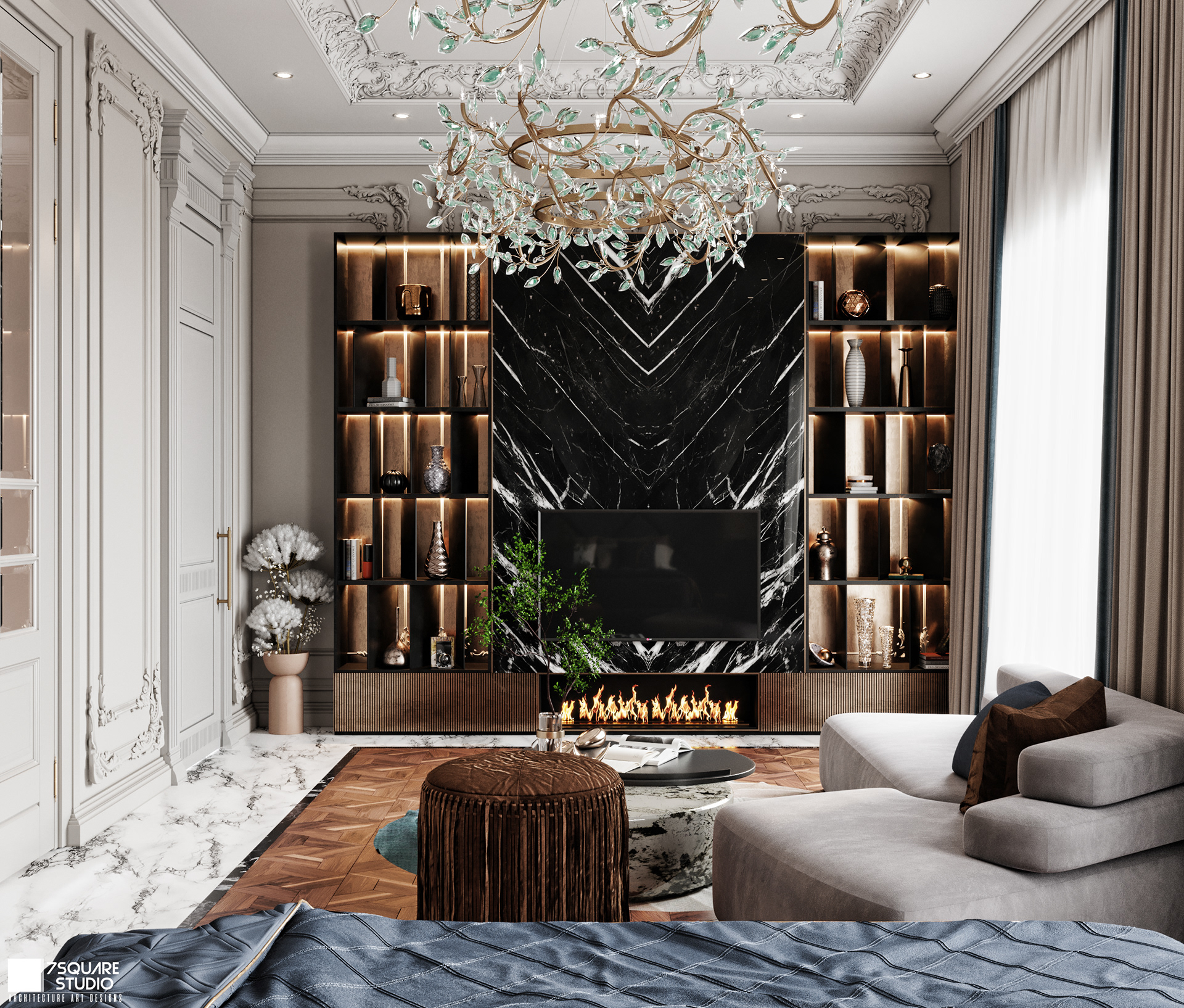 豪华卧室 迪拜丨阿联酋迪拜丨SQUARE STUDIO-4