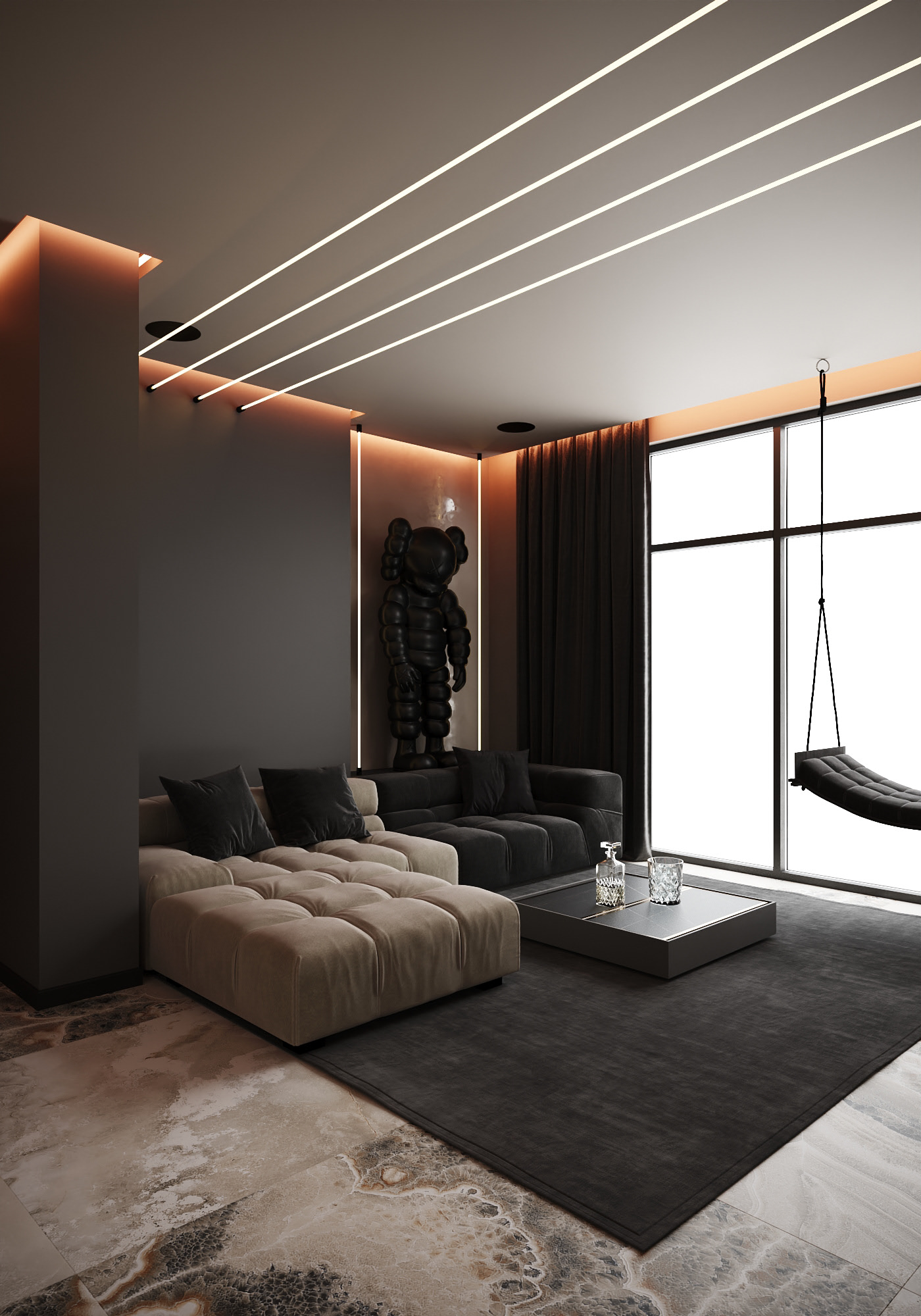 简约黑白灰，100 平米空间的惊艳变身-1