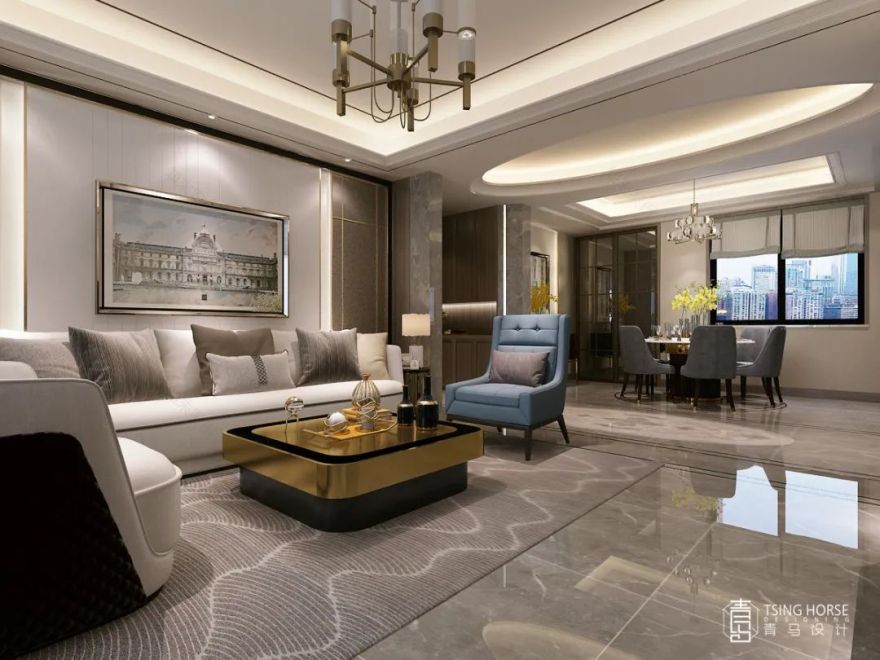 西安公馆一号 198㎡轻奢大平层设计 | 温馨、硬朗与轻奢的平衡-17