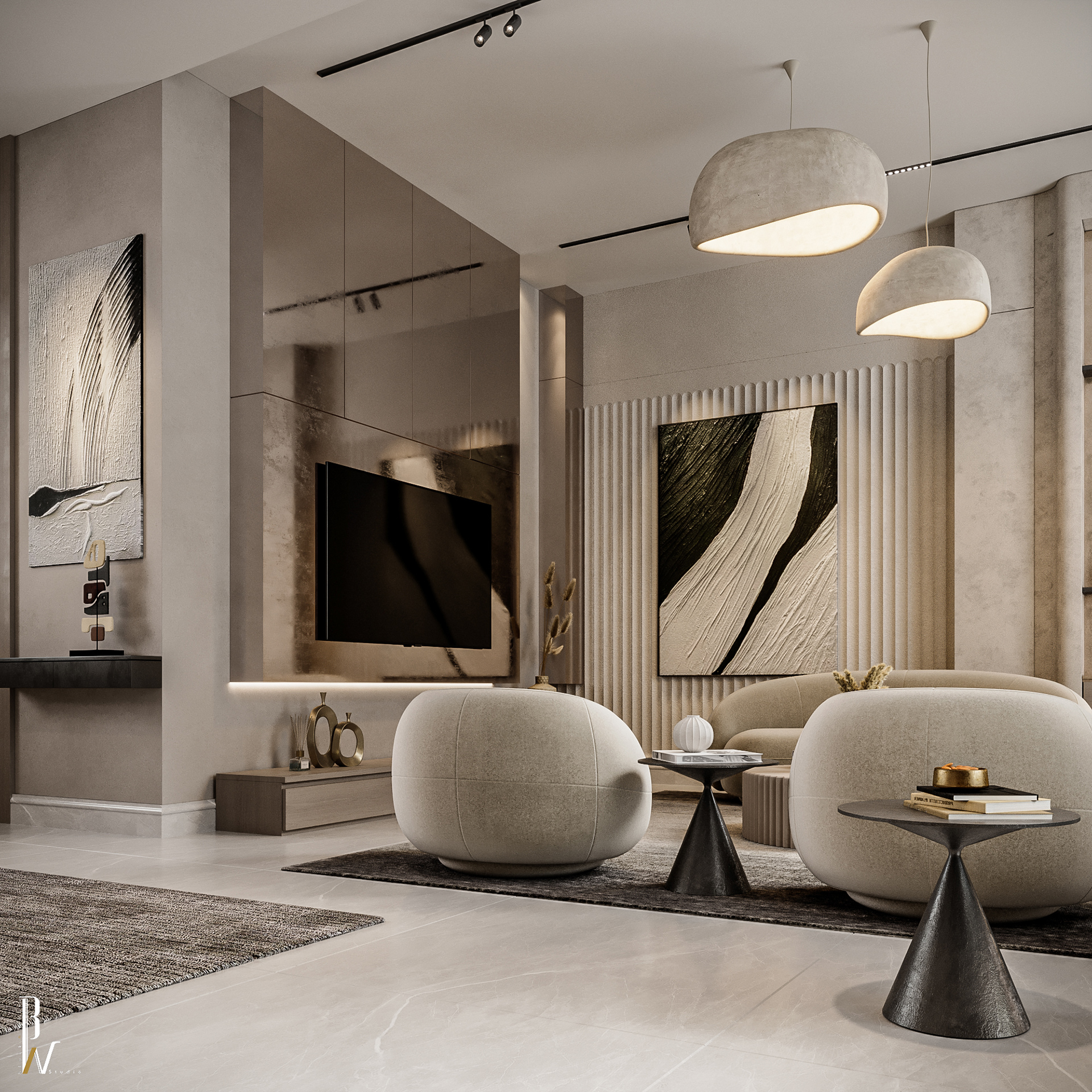 客厅设计丨Oman丨Black N White-8