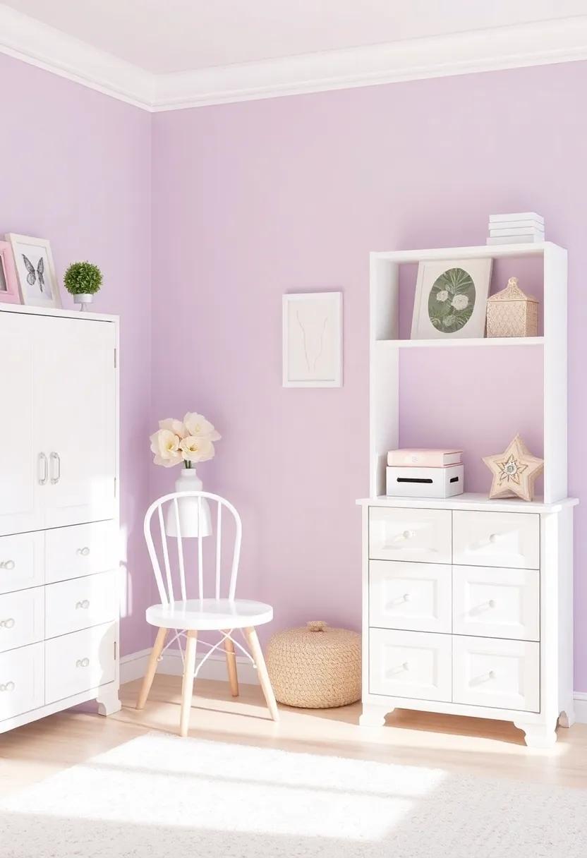 设计梦幻紫丁香与白色少女青少年房间-52