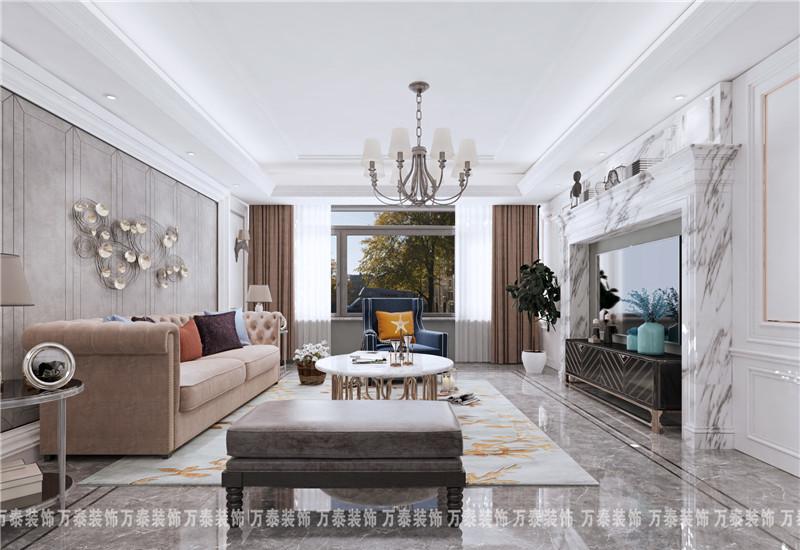 济南玉兰花园美式轻奢整装设计-4