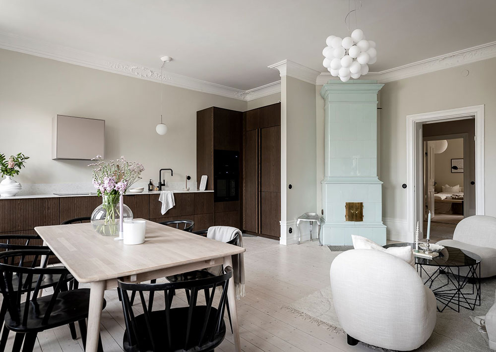 瑞典哥德堡优雅公寓 | 木质厨房与柔和色彩的完美结合-10