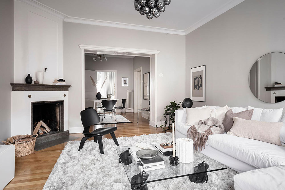 白色斯堪的纳维亚风格公寓-5