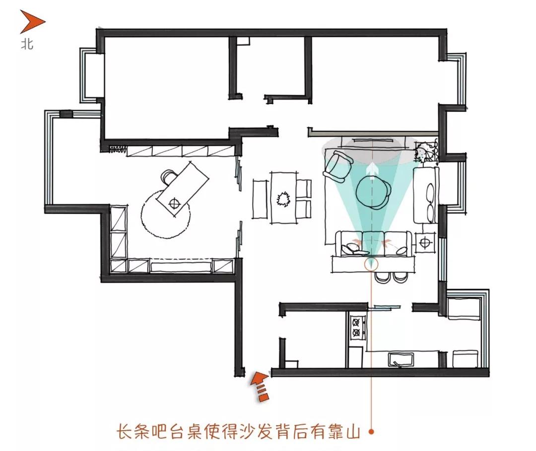 陆离设计师打造开放式平层空间,卧室变吧台书房-30