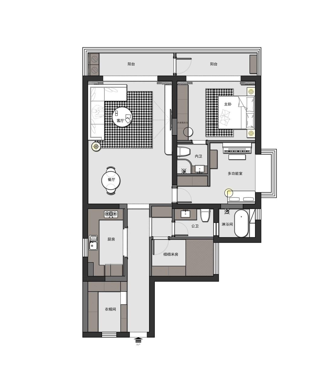 128㎡极简纯白空间设计-3