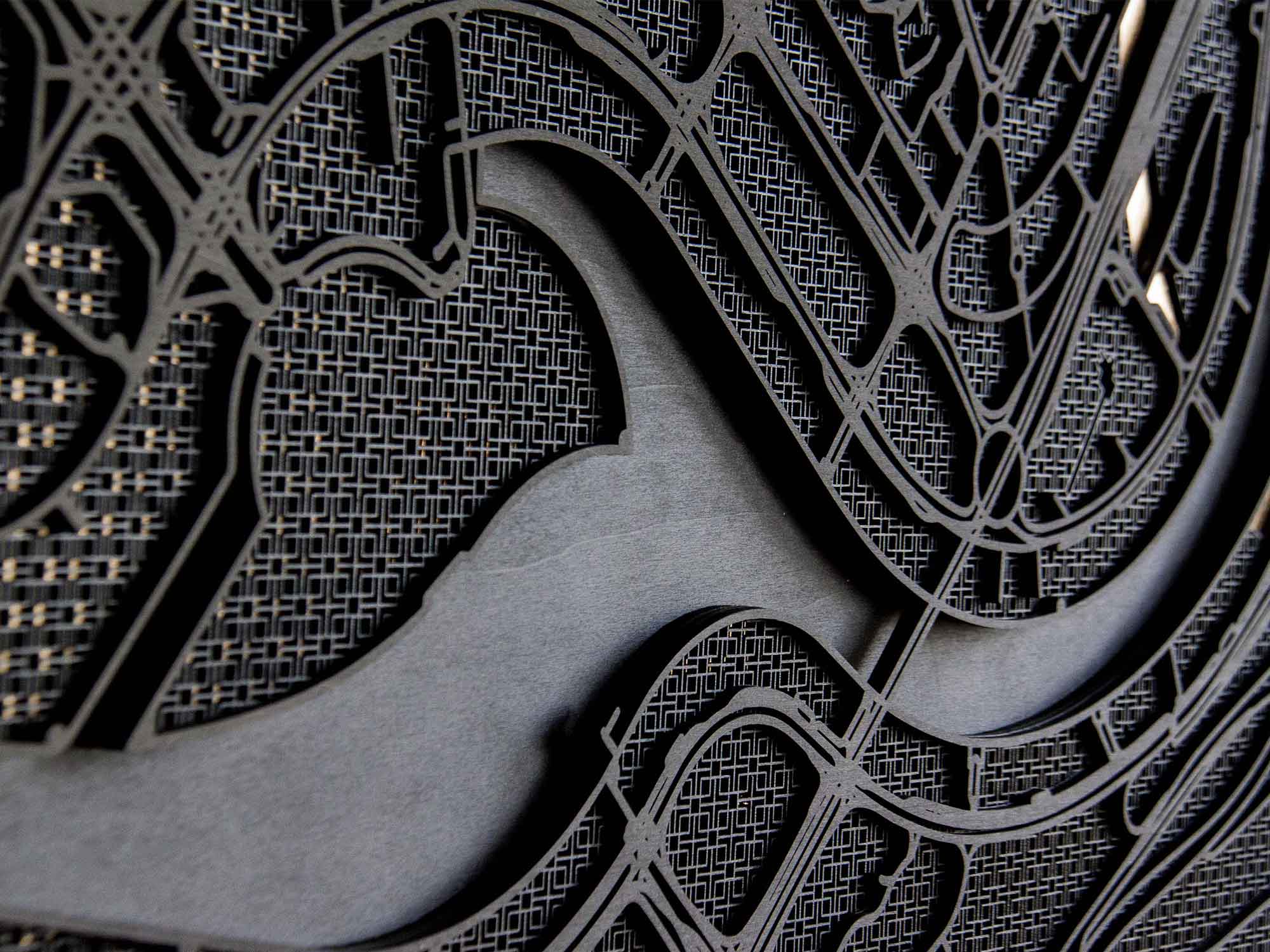 Dubai Hotel Artwork - Laser-Cut Map in Black & Gold-35