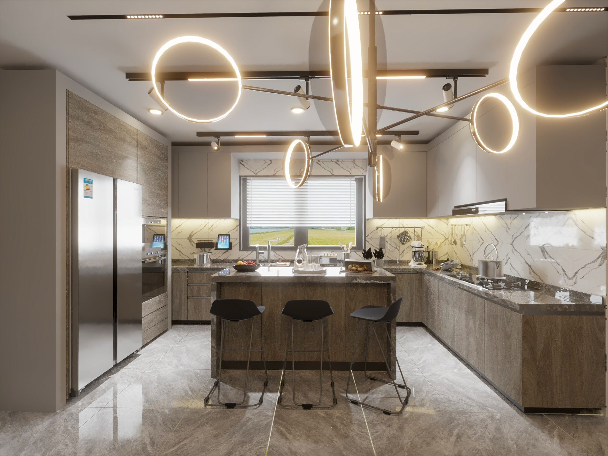 Apartment Living Reception Dining Kitchen Neo Classic-10