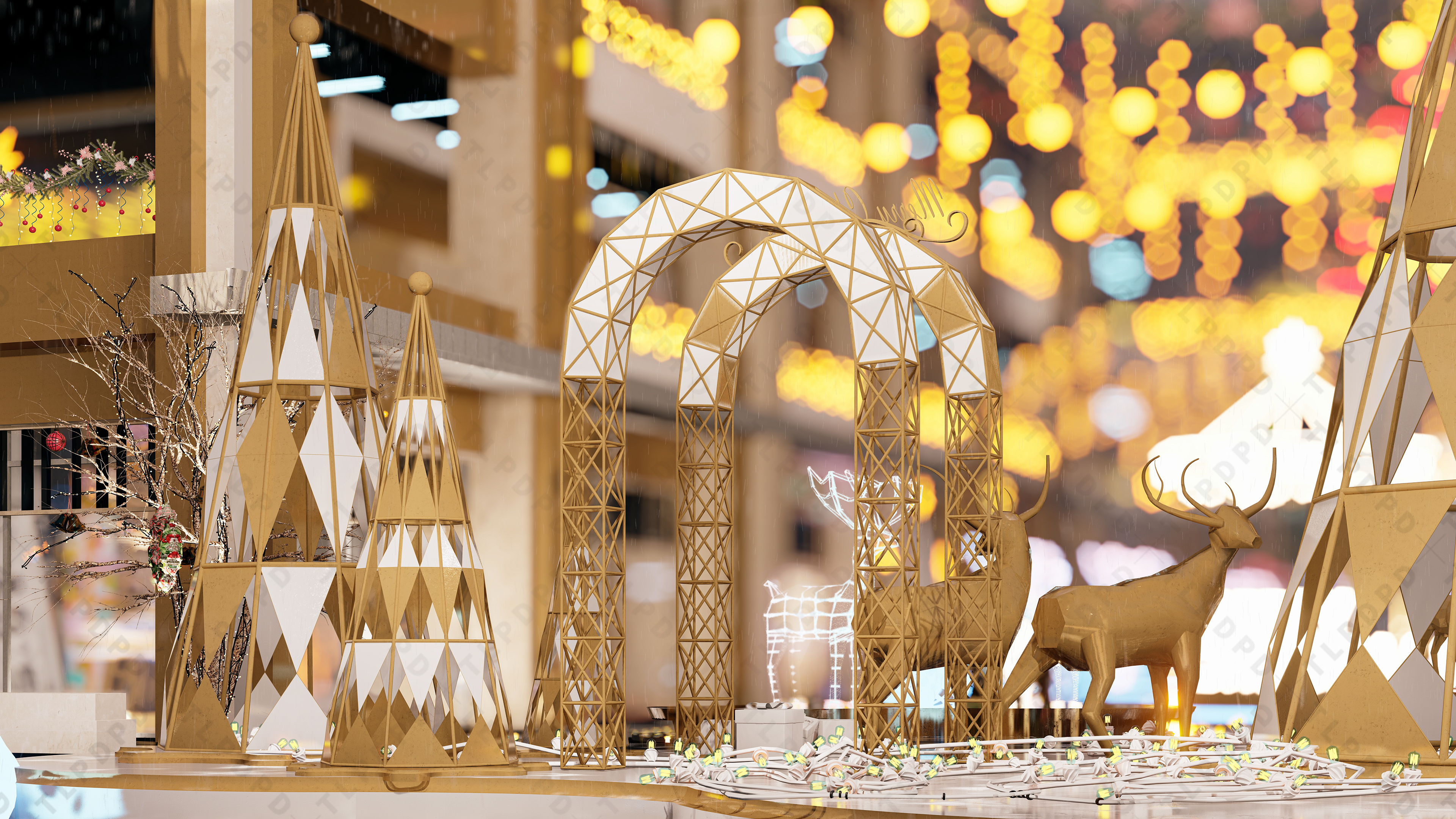 圣诞节美陈,圣诞节灯光亮化,圣诞节商场中庭美陈-6