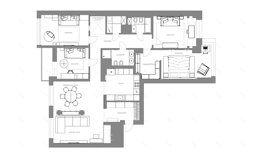 一套供大家庭使用的公寓丨俄罗斯圣彼得堡丨Olesya Levkovich 建筑事务所-17