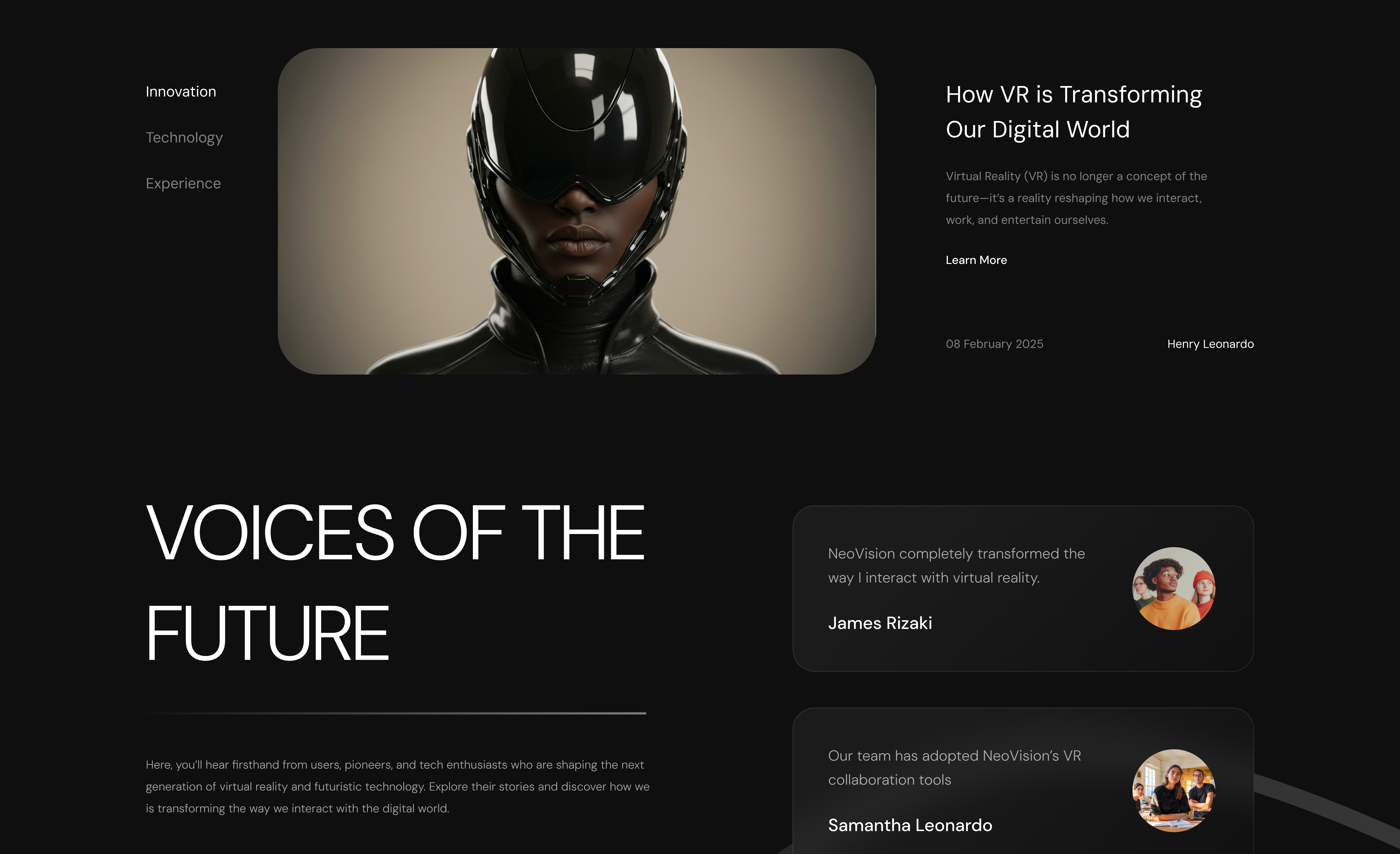 NEO Vison | AR VR | HEADGEAR | UI UX LANDING PAGE-3
