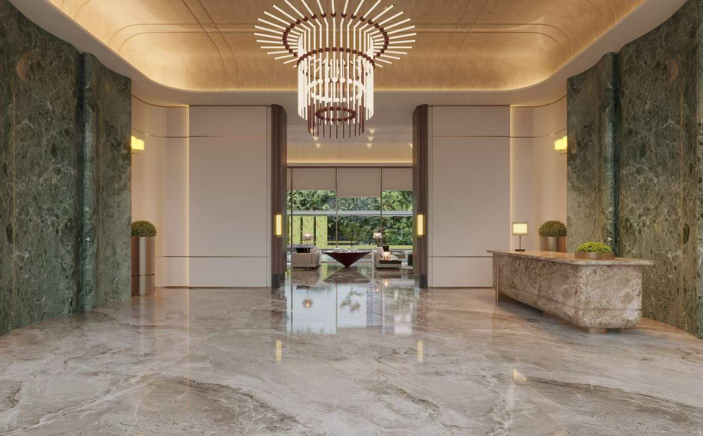 售楼处轻奢风客餐厅效果图表现-4