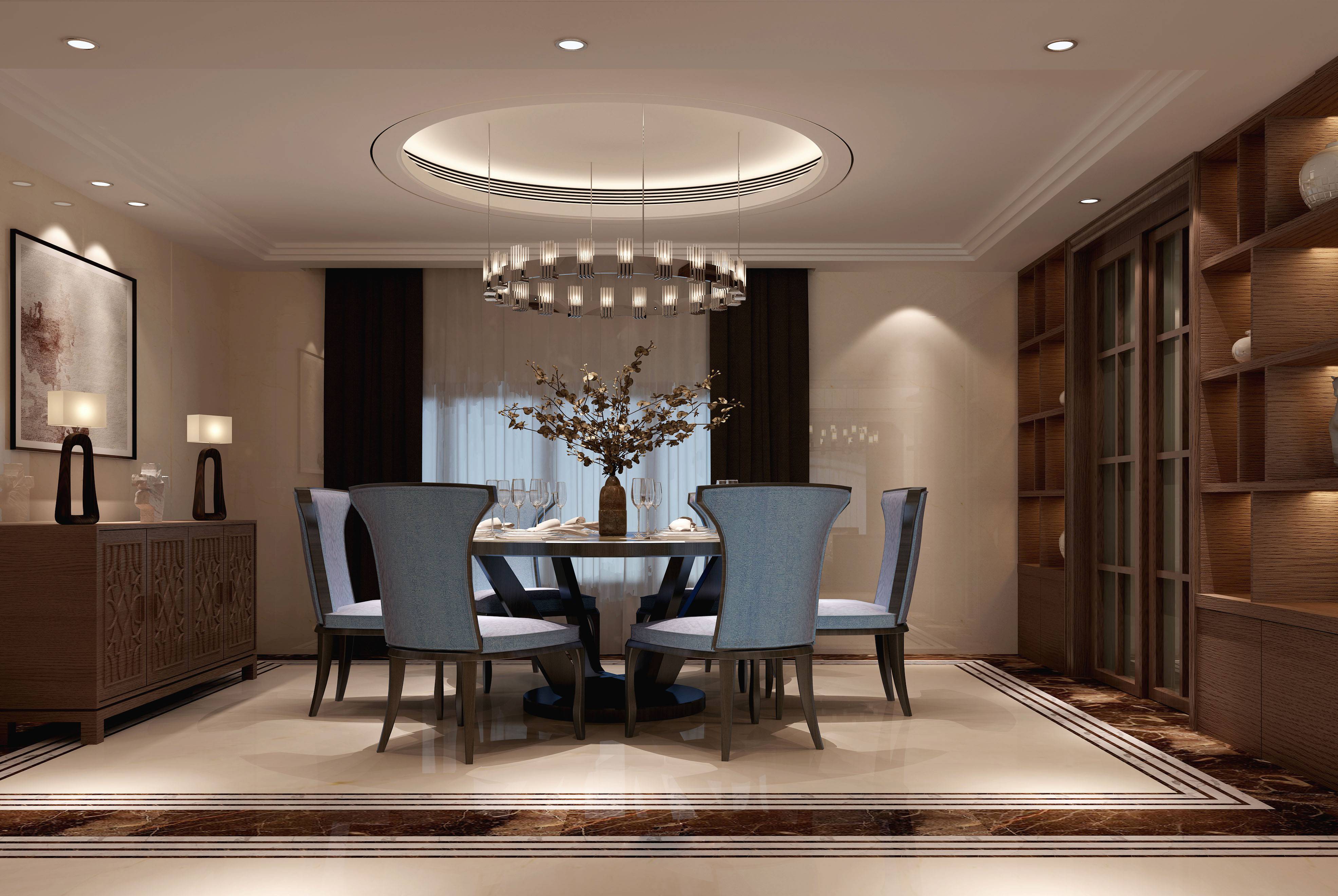 新中式 中式古典 奢华家装别墅样板房-18-23