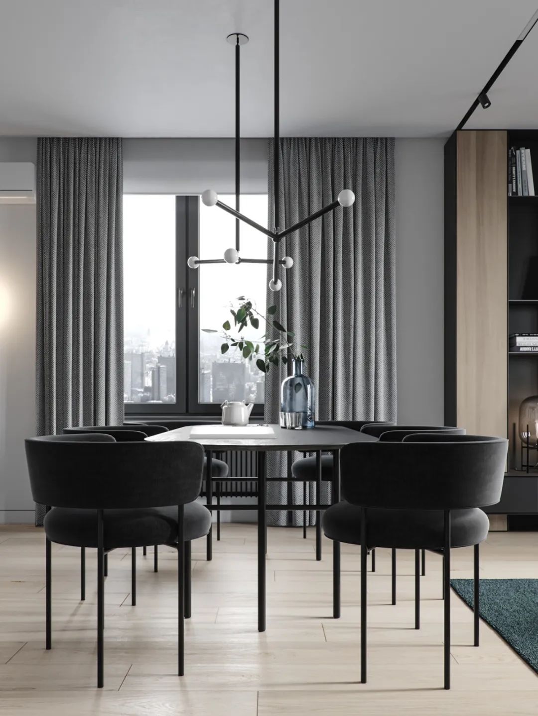 TSAUNYA 工作室现代住宅设计 | 灰木色系蓝色打造精致生活空间-5